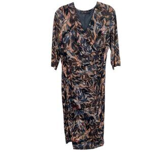 Peruvian Connection 3/4 Sleeve Faux-Wrap Dress Size Large